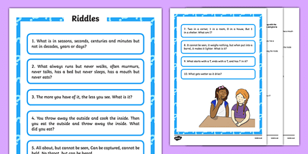 10 Short Riddle Ideas for Kids (teacher made) - Twinkl