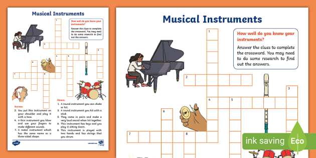 👉 KS1 Musical Instrument Crossword (Lehrer gemacht)