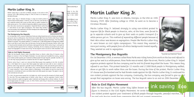 martin luther king biography ks2