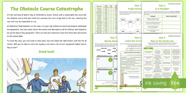 Uks2 The Obstacle Course Catastrophe Sports Day Spag Problem Solving Mystery