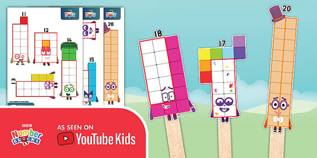 Numberblocks: 11-20 Stick Puppets (teacher made) - Twinkl