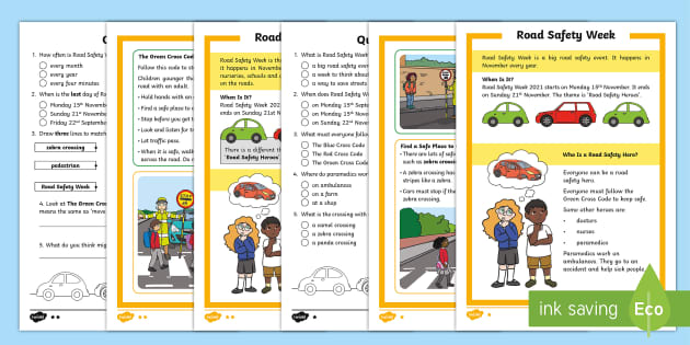 KS1 Road Safety Week Differentiated Reading Comprehension