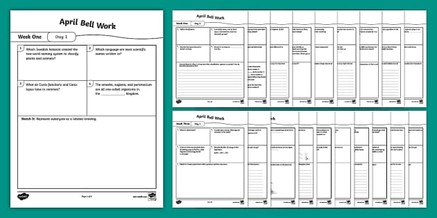 Sixth Grade Science April Bell Work Bundle (Teacher-Made)