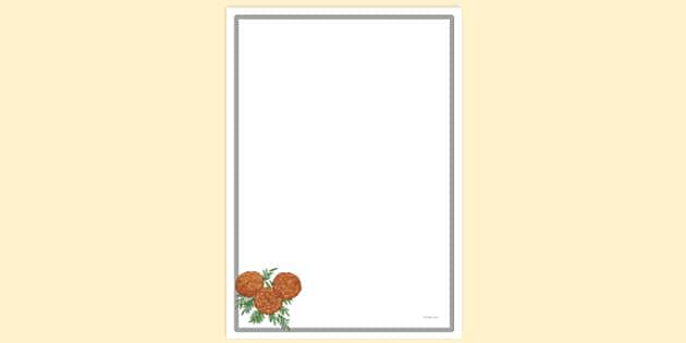 FREE! - Simple Blank Marigolds Page Border | Page Borders | Twinkl