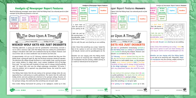 Language Features Of A Newspaper Article Ks2 Resources