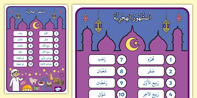 لوحة عرض شهور السنة الهجرية