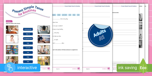 ESL Simple Present Grammar Sheet [Adults, A1] (teacher made)