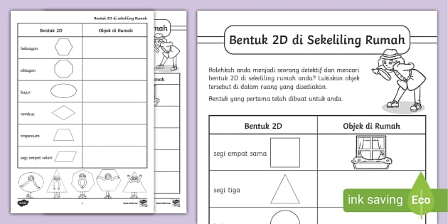 Aktiviti Mencari Bentuk 2D Di Keliling Rumah (Teacher-Made)