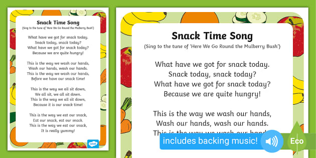 Preschool Transition Song for Snack Time - Twinkl