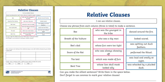 Relative Clauses  Classroom Secrets Kids