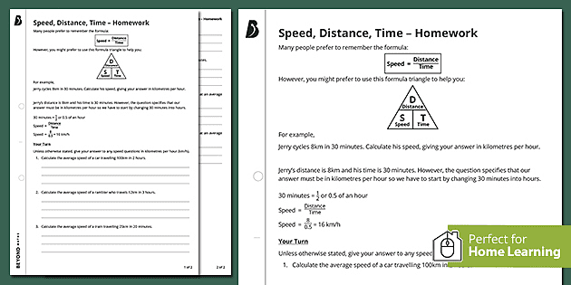 Speed Distance Time Homework Ks3 Maths Beyond