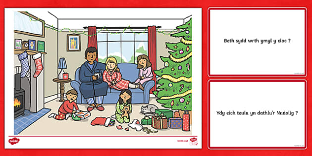 Discussing Christmas Morning Worksheet Welsh-welsh, Christmas, Anrheg 