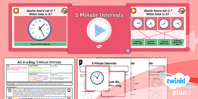 French: All in a Day: 5 Minute Intervals Year 6 Lesson Pack 3