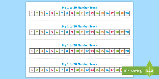 Numbers 1-20 Number Trackk (teacher made) - Twinkl