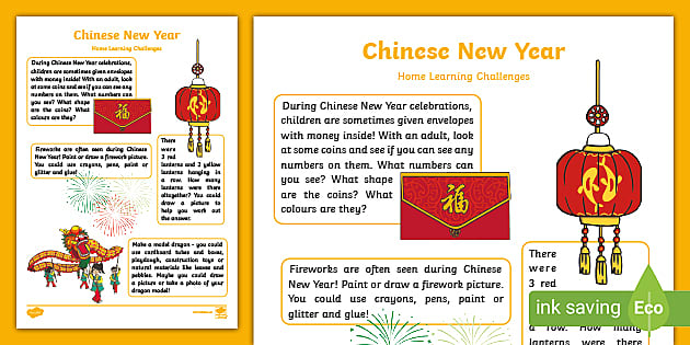 Chinese New Year EYFS Home Learning Nursery FS1