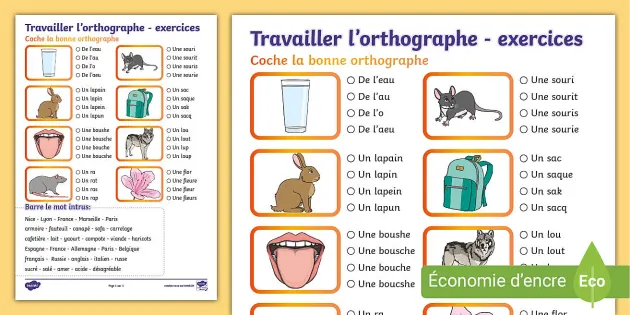 Français à L'école Primaire: Cartes Orthographe
