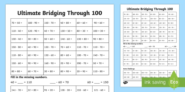 ultimate ks1 bridging through 100 worksheet teacher made