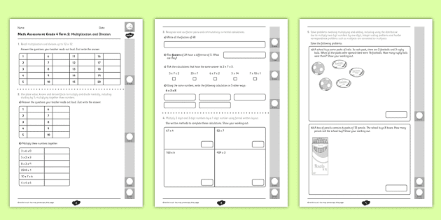 grade 4 multiplication and division term 2 test