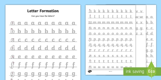 Alphabet A To Z Tracer Charts