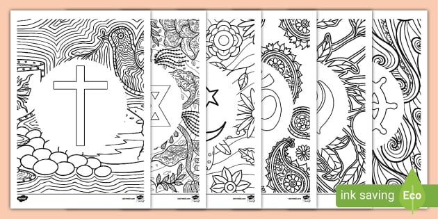 Religious Symbols Mindfulness Colouring Pages teacher Made 