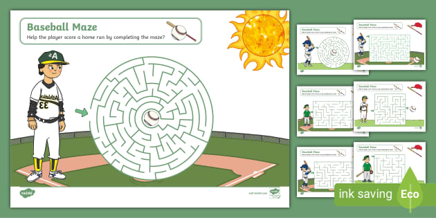free-baseball-maze-activity-worksheets-teacher-made