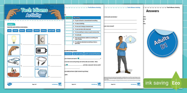 ESL Tech Idioms Activity Sheet [Adults, B1] - Twinkl