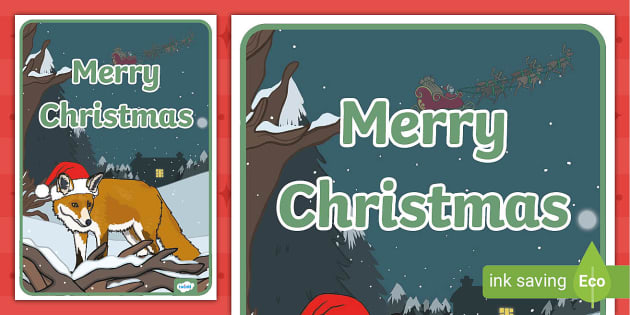 Christmas Fox Display Poster Hecho Por Educadores Twinkl