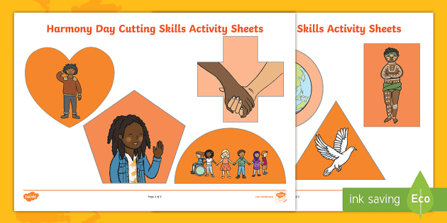 Free Harmony Day Cutting Skills Worksheet Teacher Made