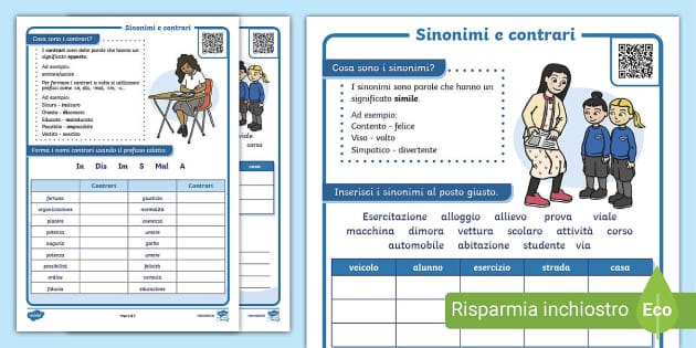 Schede Sinonimi e Contrari  Scuola Primaria (teacher made)