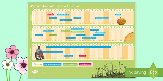 Western Australia Term 4 Calendar (teacher made) - Twinkl