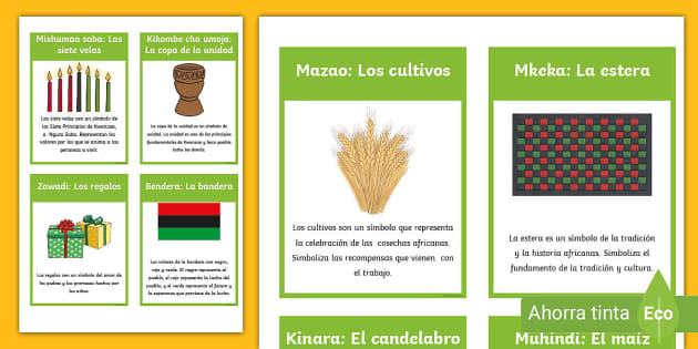 Tarjetas informativas: Los símbolos de Kwanzaa - Twinkl