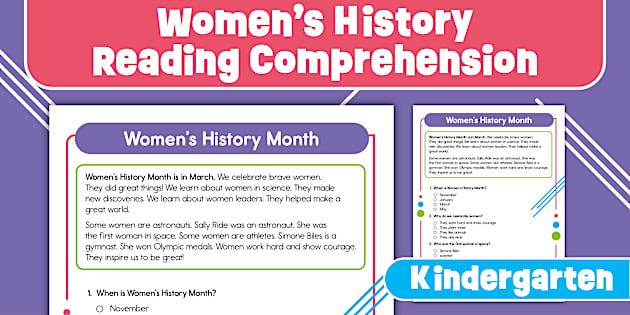 Kindergarten Women’s History Month Reading Comprehension