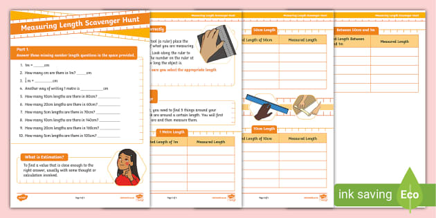 Printable Fun Classroom Measurement Scavenger Hunt Worksheet