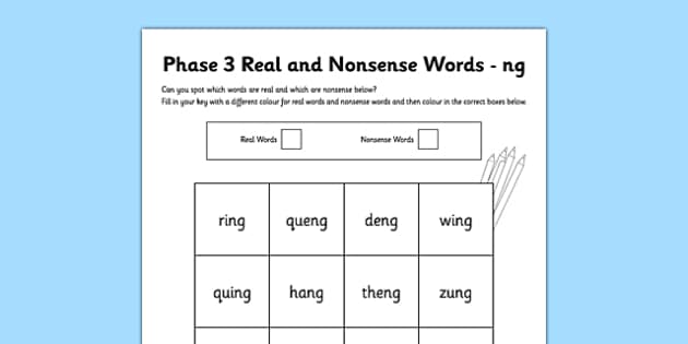 worksheet t phoneme ng Nonsense 3 Colour by Phase Phoneme Real and Words