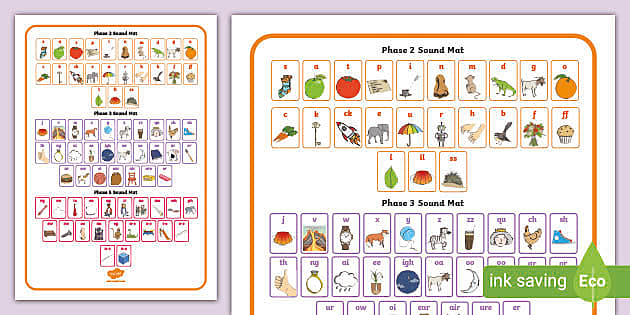 Phase 2 3 And 5 Phonemes Sound Mat Letters And Sounds