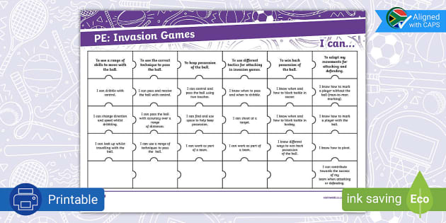 Grade 6 Physical Education Invasion Games Assessment Jigsaw