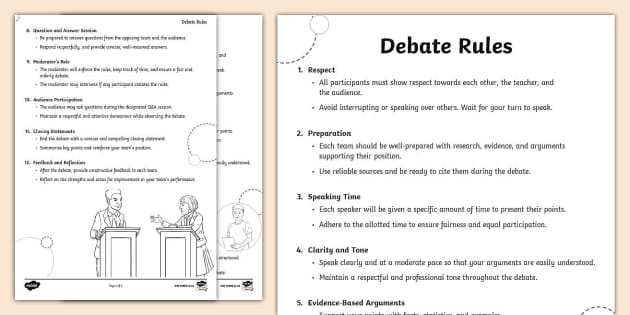 Free! - Debate Rules For Grade 9 Learners (teacher Made)