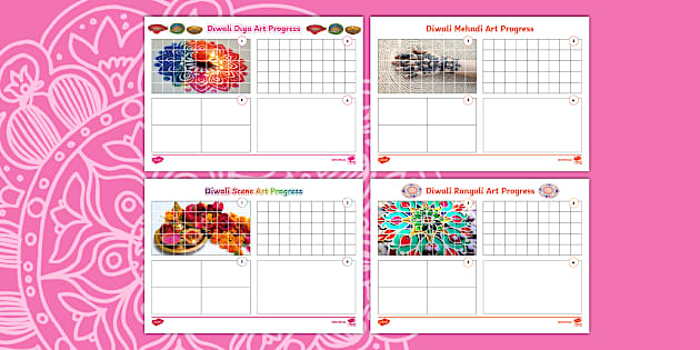 * NEW * Diwali Themed Art Progress Templates Pack - Twinkl