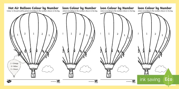 Hot Air Balloon Colour by Number (teacher made) - Twinkl