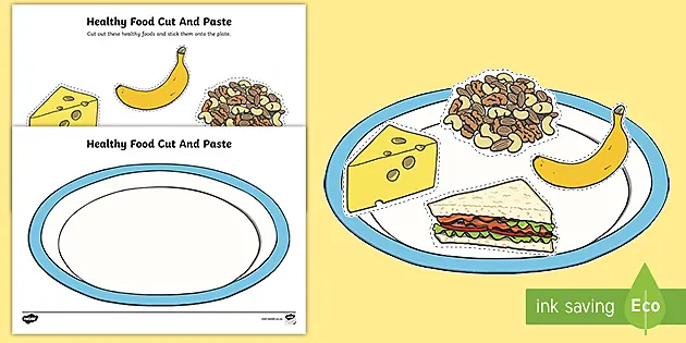 healthy food cut and paste worksheet teacher made