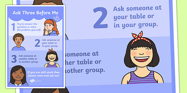 Ask Three Before Me A4 Display Poster-Australia - Twinkl