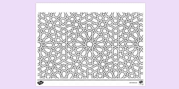 Islamic Pattern Coloring Sheet for Kids | Twinkl