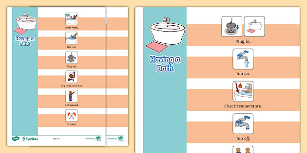 Twinkl Symbols Having A Bath Visual Schedule Teacher Made