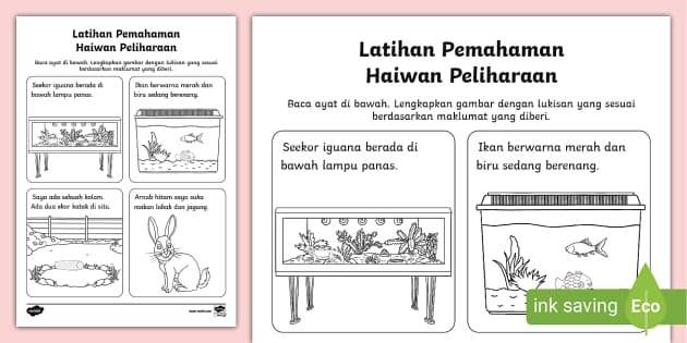 Latihan Pemahaman Haiwan Peliharaan (teacher Made) - Twinkl