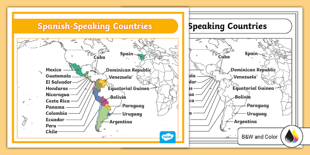 Spanish-Speaking Countries Map (Teacher-Made) - Twinkl