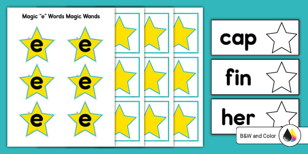 Magic e Words Magic Wand Worksheet (teacher made) - Twinkl