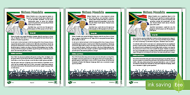 LKS2 Nelson Mandela Differentiated Reading Comprehension Activity