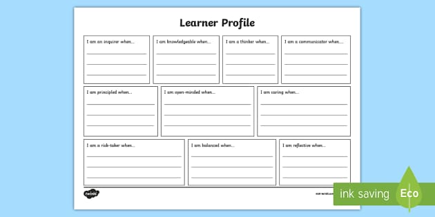 PYP Individual Learner Profile Worksheet (teacher made)