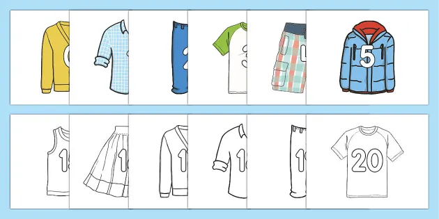 Numbers 0 - 20 Clothes Cutouts (Teacher-Made) - Twinkl