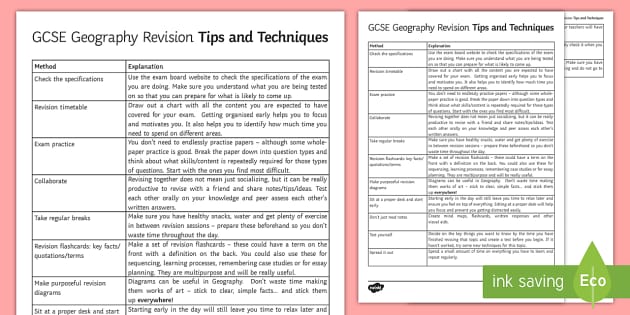 GCSE Geography Revision Tips and Techniques